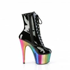 PLEASER Adore-1020RC Black Rainbow Chrome Pole Dancer Ankle Platform 7
