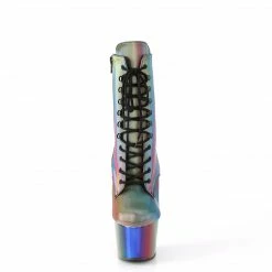 PLEASER ADORE-1020RC-REFL Rainbow Reflective Chrome Pole Dancer Ankle 7" Boots