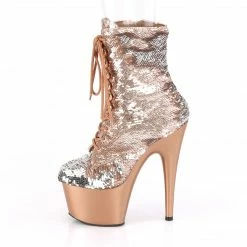 A Shoe Addiction PLEASER Adore-1020SQ Rose Gold Silver Flip Reversible Sequins Club 7