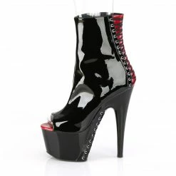 PLEASER Adore-1025 Sexy Black Red Corset Style Laces Goth Peep Toe Ankle Boots