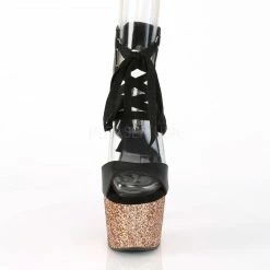 PLEASER Adore-700-14LG Silver Glitter Lace Tie Up Ankle Cuff 7