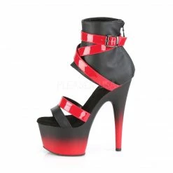 PLEASER Adore-700-15 Black Red Two Tone Club Bootie Sandal Platforms 7