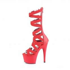 PLEASER Adore-700-48 Red Criss Cross Elastic Strap Sexy Club Platform 7