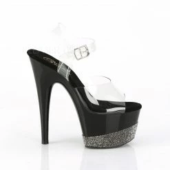 PLEASER Adore-708-3 Clear Black Rhinestone Pole Dancer Club Platforms 7