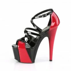 PLEASER Adore-764 Black Red Two Tone Criss Cross Straps Pole Club Platform Heels