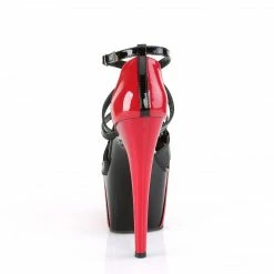 PLEASER Adore-764 Black Red Two Tone Criss Cross Straps Pole Club Platform Heels
