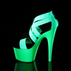 PLEASER Adore-769UV Neon Green Pink UV Blacklight Reactive Club Platforms Heels