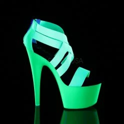PLEASER Adore-769UV Neon Green Pink UV Blacklight Reactive Club Platforms Heels