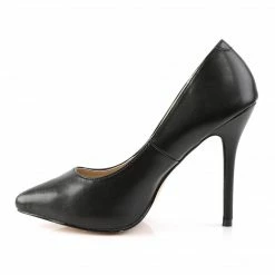 PLEASER Amuse-20 Black Faux Leather Work Party Drag Heels Pumps PLUS SIZE 4-13