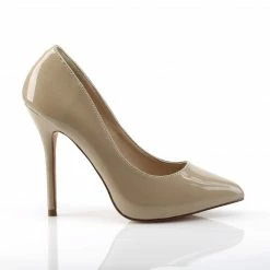 PLEASER Amuse-20 Cream Nude Patent Work Party Drag Heels Pumps PLUS SIZE 4-13