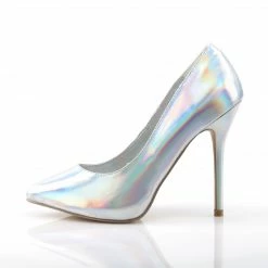 PLEASER Amuse-20 Silver Hologram Party Wedding Drag Heels Pumps PLUS SIZE 4-13