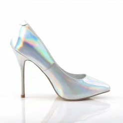 PLEASER Amuse-20 Silver Hologram Party Wedding Drag Heels Pumps PLUS SIZE 4-13
