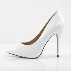 PLEASER Amuse-20 White Patent Work Party Wedding Drag Heels Pumps PLUS SIZE 4-13
