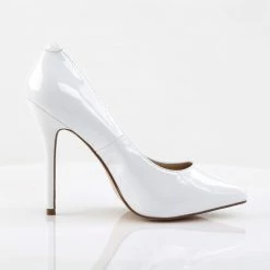 PLEASER Amuse-20 White Patent Work Party Wedding Drag Heels Pumps PLUS SIZE 4-13