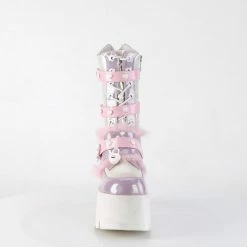 DEMONIA Ashes-120 Pink Lavender Holographic Heart Locket Studs Platform Boots