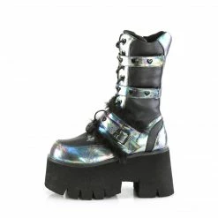 DEMONIA Ashes-120 Green Multi Oil Heart Locket Studs Goth Rocker Platform Boots