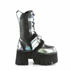 DEMONIA Ashes-120 Green Multi Oil Heart Locket Studs Goth Rocker Platform Boots