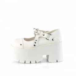 DEMONIA Ashes-33 White Goth Coffin Charm Maryjanes Platforms Shoes 3.5