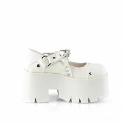 DEMONIA Ashes-33 White Goth Coffin Charm Maryjanes Platforms Shoes 3.5