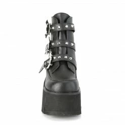 A Shoe Addiction DEMONIA Ashes-55 Women's Black Goth Bat Buckle Studded 3.5" Platform Boots