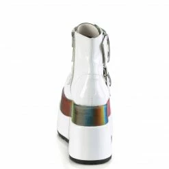 DEMONIA Bear-104 White Double Grommet Buckles Rainbow Tiered 4.5