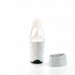 PLEASER Bejeweled-812RS Silver Rhinestones Stripper Pole Burlesque 8" Heels