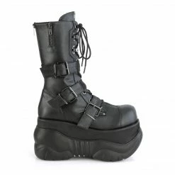DEMONIA Boxer-230 Men's Unisex Nylon Strap Goth Rocker Cyber Platform Calf Boots