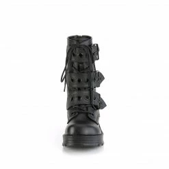 DEMONIA Bratty-118 Women's Black Eyelet Buckle Straps Goth Combat Boots