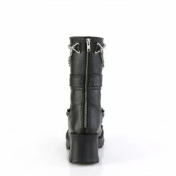 DEMONIA Bratty-120 Women's Black Skull O Ring Chains Goth Mid Calf Boots