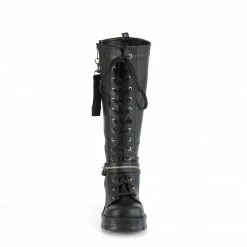 DEMONIA Bratty-206 Women's Black Zipper Detail Goth Combat Knee Boots