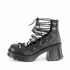 DEMONIA Bratty-32 Women's Black D Ring Lace Up Goth Heels Shoes