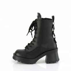 DEMONIA Bratty-50 Women's Black O Ring Goth Combat Ankle Boots