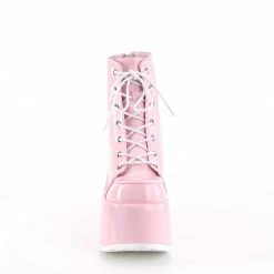 DEMONIA Camel-203 Pink Hologram Goth Festival Platform 5" Chunky Heels Boots