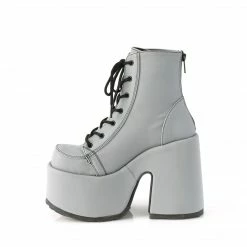 DEMONIA Camel-203 Grey Reflective Festival Goth Platform 5