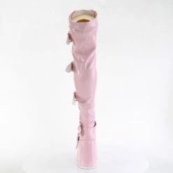 Heels DEMONIA CAMEL-305 Pink Stretch Hologram Goth Thigh High 5
