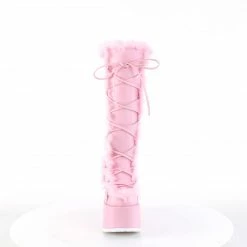 DEMONIA Camel-311 Pastel Pink Vegan Leather Faux Fur Winter 5" Platform Boots