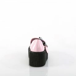 DEMONIA Creeper-230 Pink Wide Grommet Strap Maryjane Platform Flats Heels