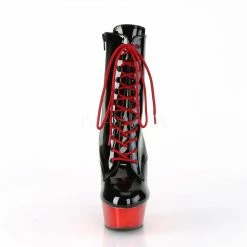 PLEASER Delight-1020 Black Red Chrome 6" Heels Ankle Calf Platform 6" Boots