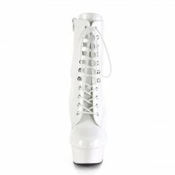 PLEASER Delight-1020 White Patent Lace Up Zip Platforms 6" Ankle Boots 4-13