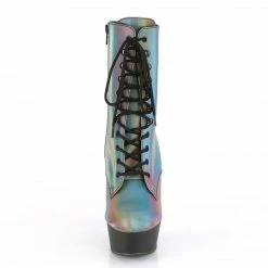 PLEASER Delight-1020REFL Rainbow Reflective Platforms 6" Ankle Boots 4-13