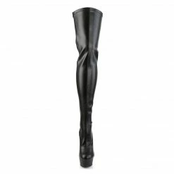 Boots PLEASER Delight-3063 Black Faux Leather Lace Up Back Side Zip 6" Thigh Boot