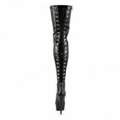 Boots PLEASER Delight-3063 Black Faux Leather Lace Up Back Side Zip 6