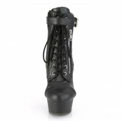 PLEASER Delight-600-05 Black Faux Leather Quilted Side Zipper Detail Ankle Boots