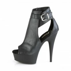PLEASER Delight-600-10 Black Faux Leather Cut Out Exotic Club 6