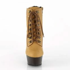 PLEASER Delight-600TL-02 Tan Padded Collar Rubber Sole Platform 6