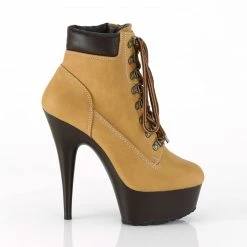 PLEASER Delight-600TL-02 Tan Padded Collar Rubber Sole Platform 6