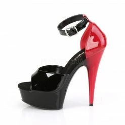 PLEASER Delight-617 Black Red 2 Two Tone Club Platforms D'Orsay Sandals 6