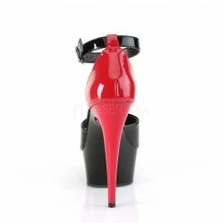 PLEASER Delight-617 Black Red 2 Two Tone Club Platforms D'Orsay Sandals 6