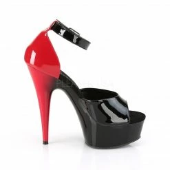 PLEASER Delight-617 Black Red 2 Two Tone Club Platforms D'Orsay Sandals 6