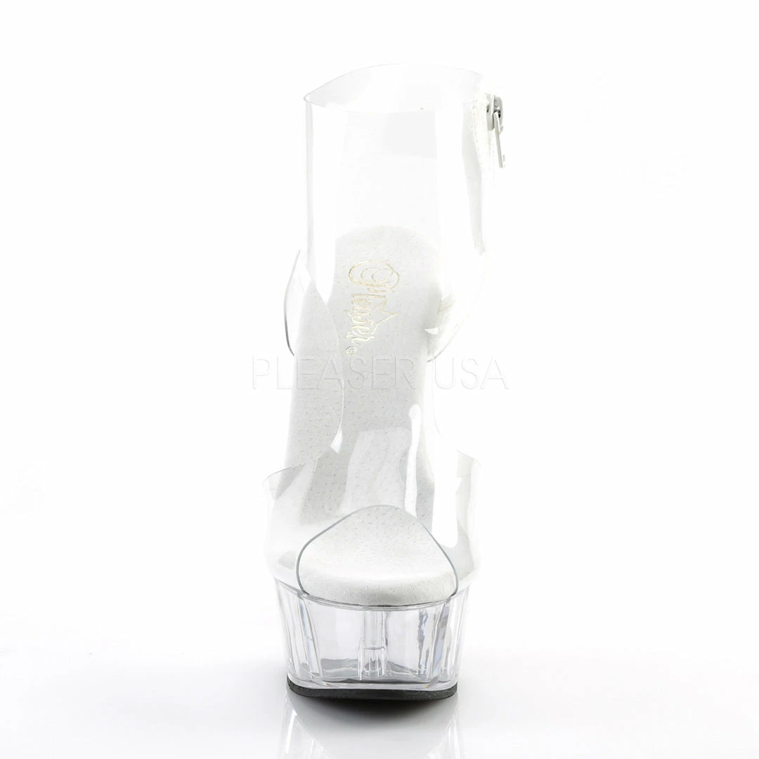 PLEASER Delight-633 Clear Stripper Pole Dancer T-Strap Platform Bootie 6" Heels